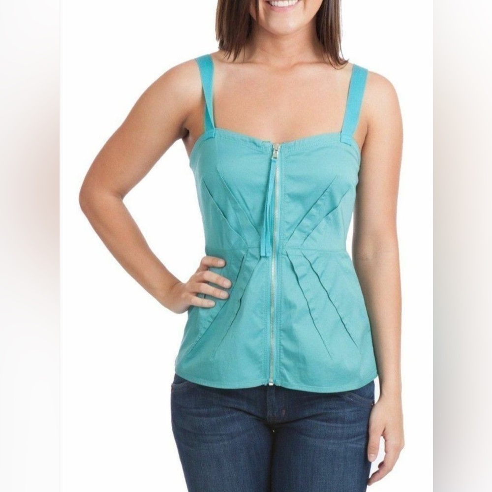 Marc by Marc Jacobs Tank Top Women's Teal Blue Strappy Zip Front Cropped